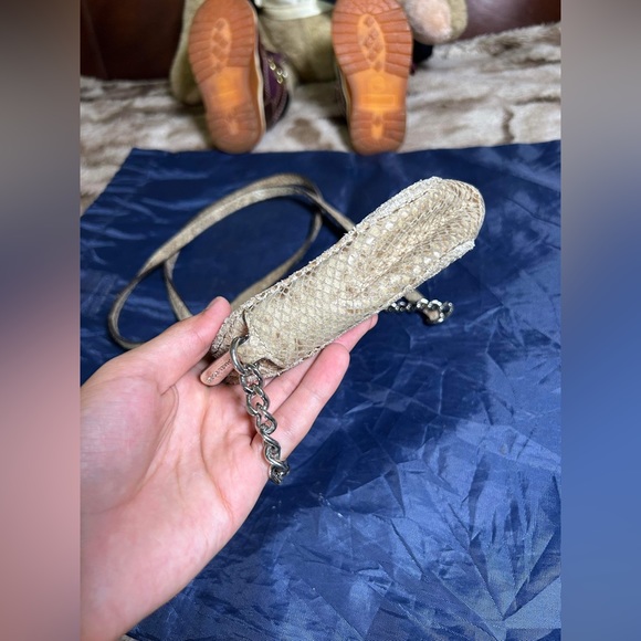 Michael Kors Mini Crossbody Bag Chain Strap Black Snake Print Purse - Picture 7 of 12